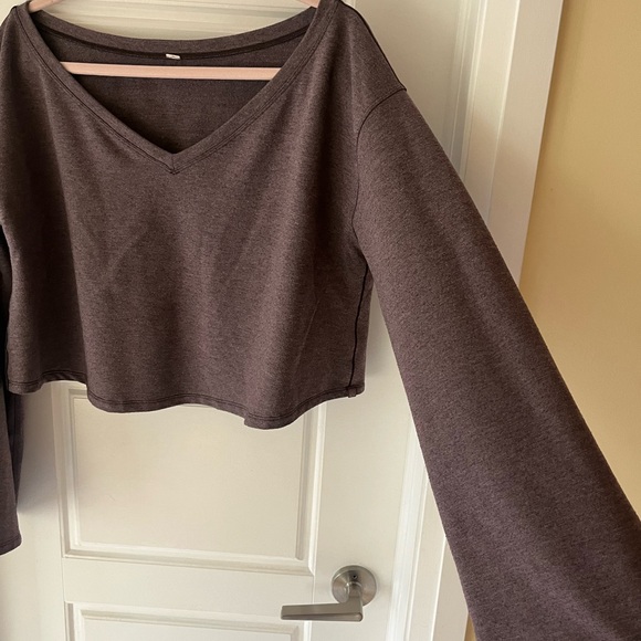 Lululemon Show Your Depth Reversible Crop Top Flare Heathered Antique Bark M/L - Picture 6 of 10